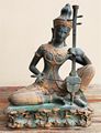 Thai Princess w Stringed Music Instrument Bronze Vintage