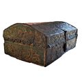 Spanish Colonial Leather covered Chest from 17C Peru Box Trunk