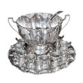 15pc Silver Plated Punch Set Fish and Wave Motifs Elegance in Every Detail