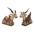 Hand-Carved Albasia Wood Winged Goats 19C Bali Protection Charms